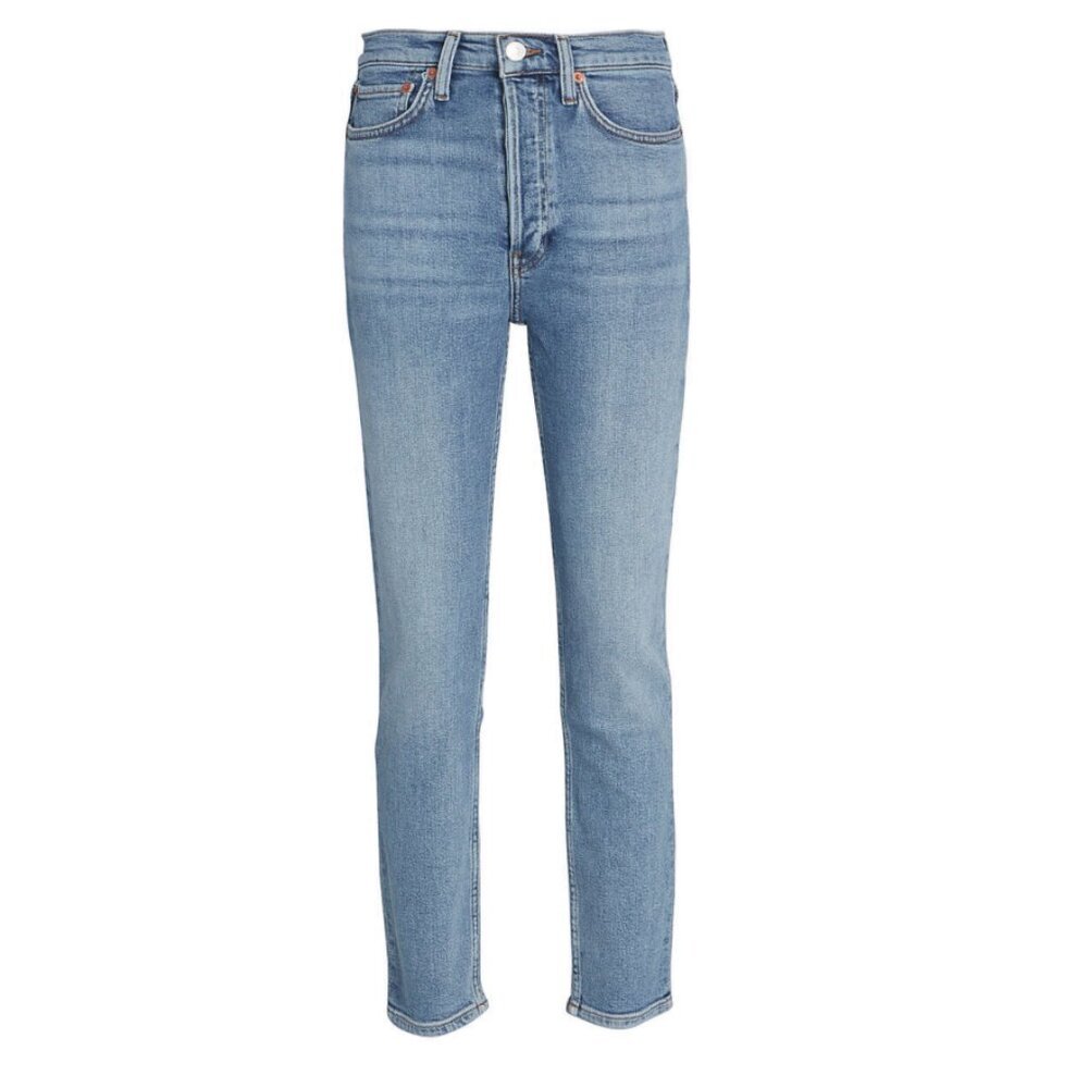 RE/DONE Made in USA High-Rise Ankle Crop Jeans Mid 90s Size 25